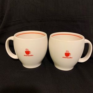 Starbucks 2004 White with Red Mugs (Set of 2)